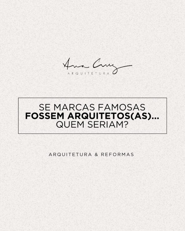 E se grandes arquitetos fossem marcas?

Cada um com sua essência, seu traço marcante e uma assinatura impossível de ignorar.

🖤 Lina Bo Bardi = Coco Chanel
Atenta ao tempo, mas nunca presa a ele. Lina, assim como Chanel, soube unir elegância e propósito. Tornou o simples algo sofisticado. Tornou o funcional, inesquecível.

⚡ Bjarke Ingels = Tesla
Inquieto, ousado, fora da curva. Bjarke projeta o futuro com a mesma ousadia com que a Tesla reinventa a mobilidade: quebrando padrões e provocando revoluções.

🍏 Tadao Ando = Apple
Minimalismo elevado à arte. Assim como a Apple, cada escolha de Ando — do material à sombra — é intenção pura. Beleza limpa, pura e essencial.

🧳 Zaha Hadid = Louis Vuitton
Zaha não desenha prédios, ela cria esculturas vivas. Ousada, luxuosa, marcante. Como a Louis Vuitton, sua estética é desejo, identidade e poder em forma de curvas.

👟 Oscar Niemeyer = Nike
Curvas livres, movimento constante, alma criativa. Niemeyer projeta com o corpo — como a Nike inspira com o ritmo. Ambos fogem do óbvio para expressar liberdade.

✨ Arquitetura também é branding.
Quando o traço vira identidade, nasce uma marca viva.

👉 Qual arquiteto(a) você seria?
Comenta aqui e compartilha com aquele amigo que vai pirar nessas comparações.